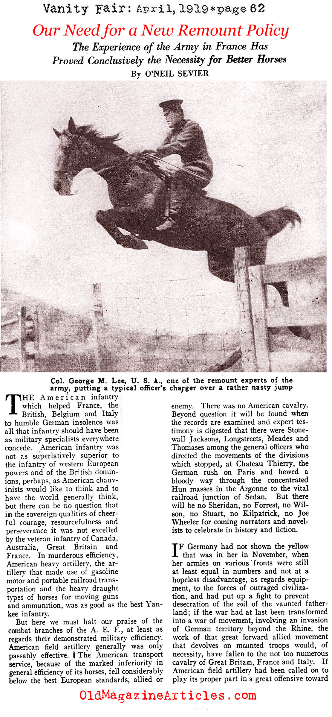 'American Cavalry Should Have Fought in the War' (Vanity Fair, 1919)